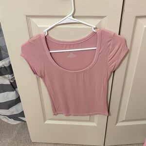 Blush Pink Scoop Neck Crop Top
